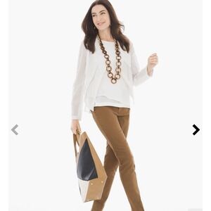 Chicos White Faux Leather Perforated Jacket Asymmetrical Open Front Sz 0‎ 4/S